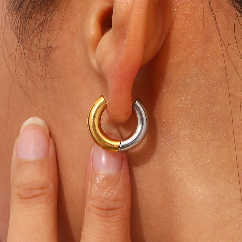 [Echo Fine]Ingrid Two Tone Hoop Earring