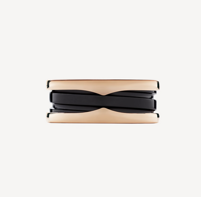 [ECHO ]ZERO 1 TWO-BAND LOOPS AND BLACK CERAMIC PINK GOLD RING
