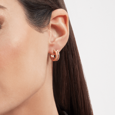 [ECHO ]ZERO 1 ROCK GOLD EARRINGS WITH STUDDED SPIRAL AND PAVED DIAMONDS