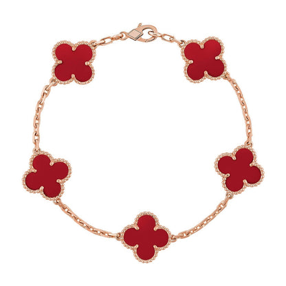 [ECHO ] CLOVER 5 MOTIF RED CORNELIAN BRACELET COLLECTION