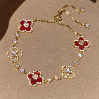 [ECHO ]CLOVER 5 MOTIF PINK BLUE RED WHITE BRACELET