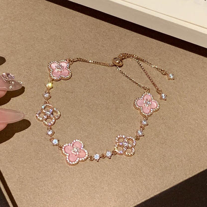 [ECHO ]CLOVER 5 MOTIF PINK BLUE RED WHITE BRACELET