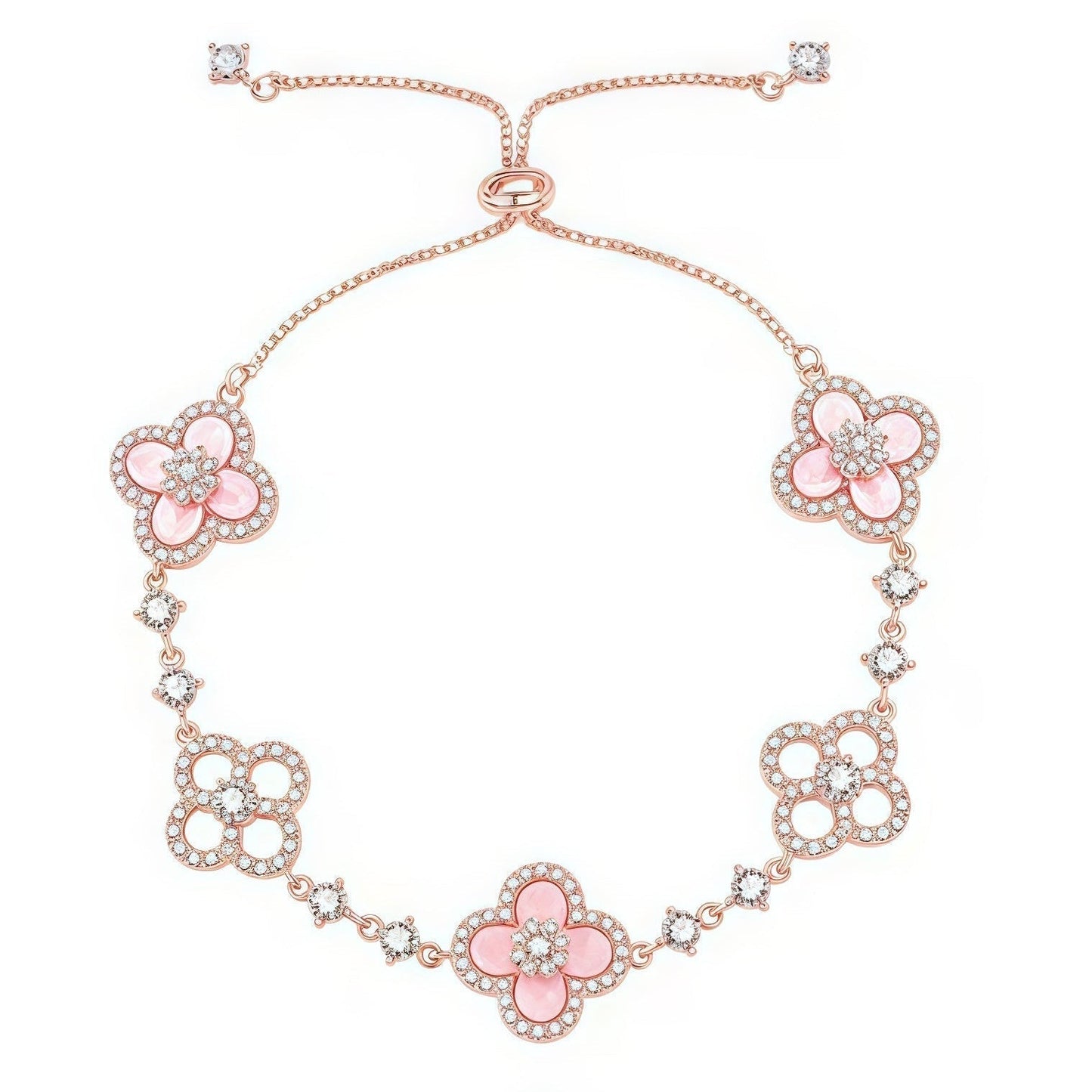 [ECHO ]CLOVER 5 MOTIF PINK BLUE RED WHITE BRACELET