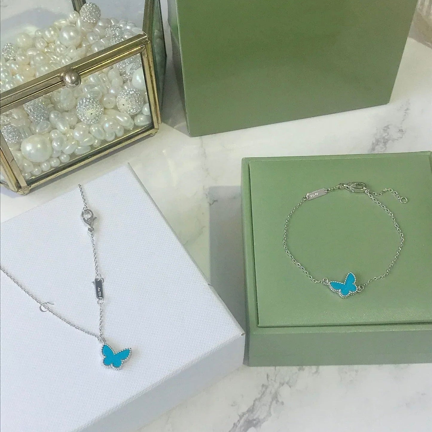 [ECHO ]BUTTERFLY TURQUOISE BUTTERFLY BRACELET SILVER