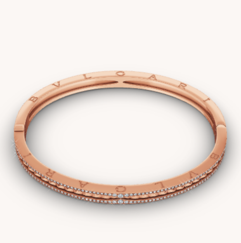 [ECHO ]ZERO 1 SPIRAL AND PAVED DIAMOND PINK GOLD BRACELET