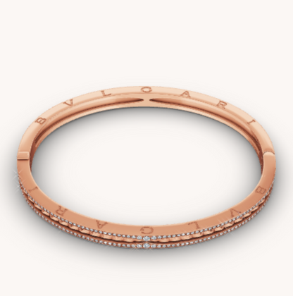 [ECHO ]ZERO 1 SPIRAL AND PAVED DIAMOND PINK GOLD BRACELET