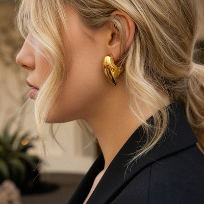 [Echo Fine]Aimee Chunky Heart Gold Earrings