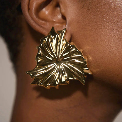 [Echo Fine]Rafaela Sculpted Petal Gold Earrings