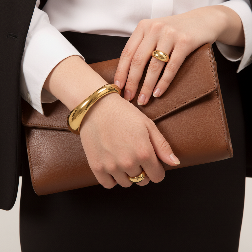 [Echo Fine]Jessa Sculpted Gold Bangle