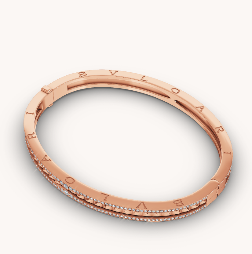 [ECHO ]ZERO 1 SPIRAL AND PAVED DIAMOND PINK GOLD BRACELET