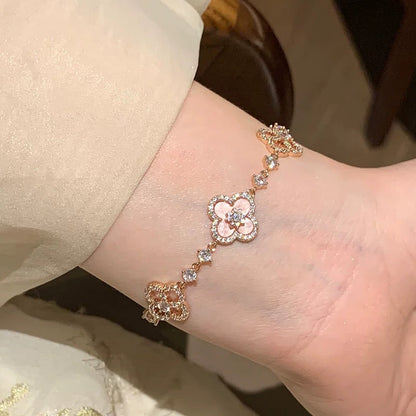 [ECHO ]CLOVER 5 MOTIF PINK BLUE RED WHITE BRACELET