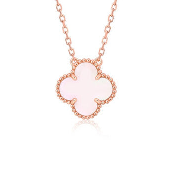 [ECHO ]CLOVER 15MM PINK MOTHER-OF-PEARL SINGLE FLOWER NECKLACE