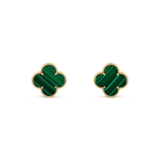 [ECHO ]CLOVER MINI 9.5MM MALACHITE  EARRINGS