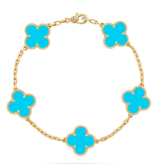 [ECHO ]CLOVER 5 MOTIFS TURQUOISE BRACELET