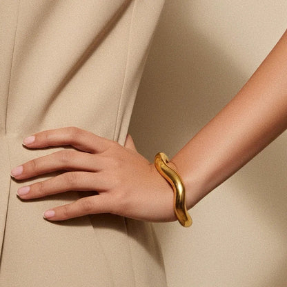 [Echo Fine]Zaria Asymmetrical Gold Bangle