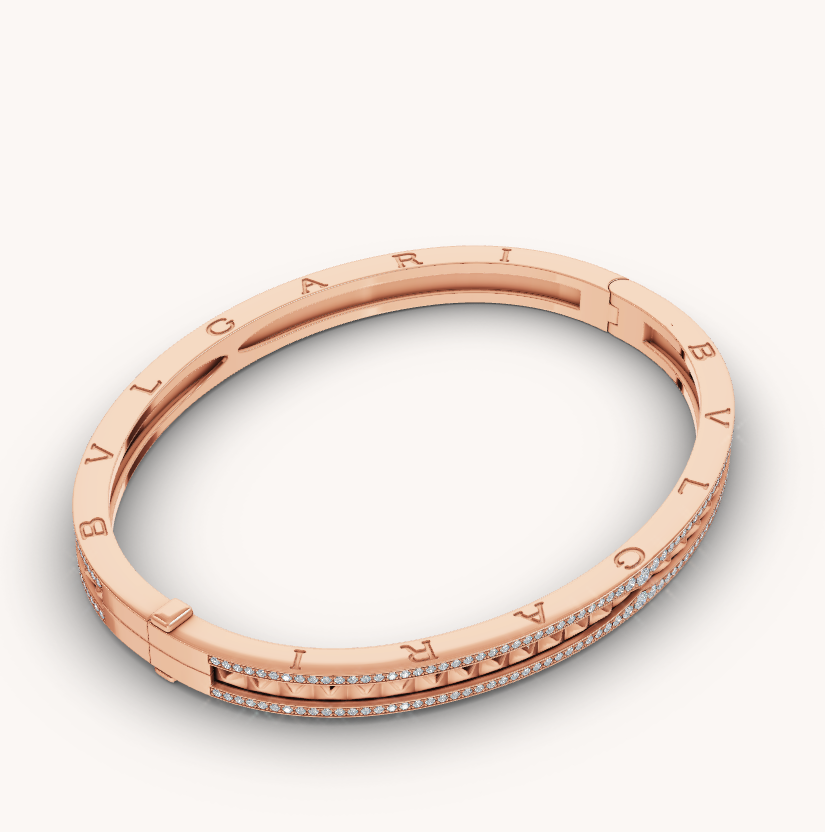 [ECHO ]ZERO 1 SPIRAL AND PAVED DIAMOND PINK GOLD BRACELET