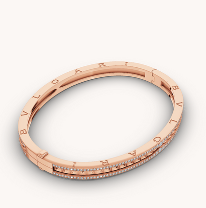 [ECHO ]ZERO 1 SPIRAL AND PAVED DIAMOND PINK GOLD BRACELET