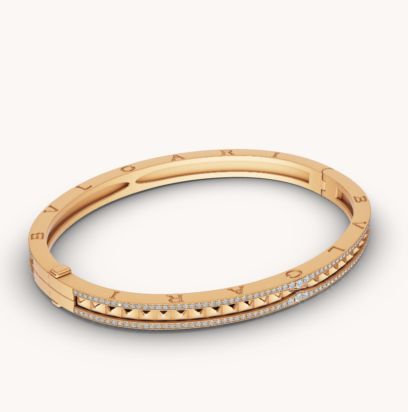 [ECHO ]ZERO 1 SPIRAL AND PAVED DIAMOND GOLD BRACELET