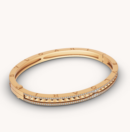 [ECHO ]ZERO 1 SPIRAL AND PAVED DIAMOND GOLD BRACELET