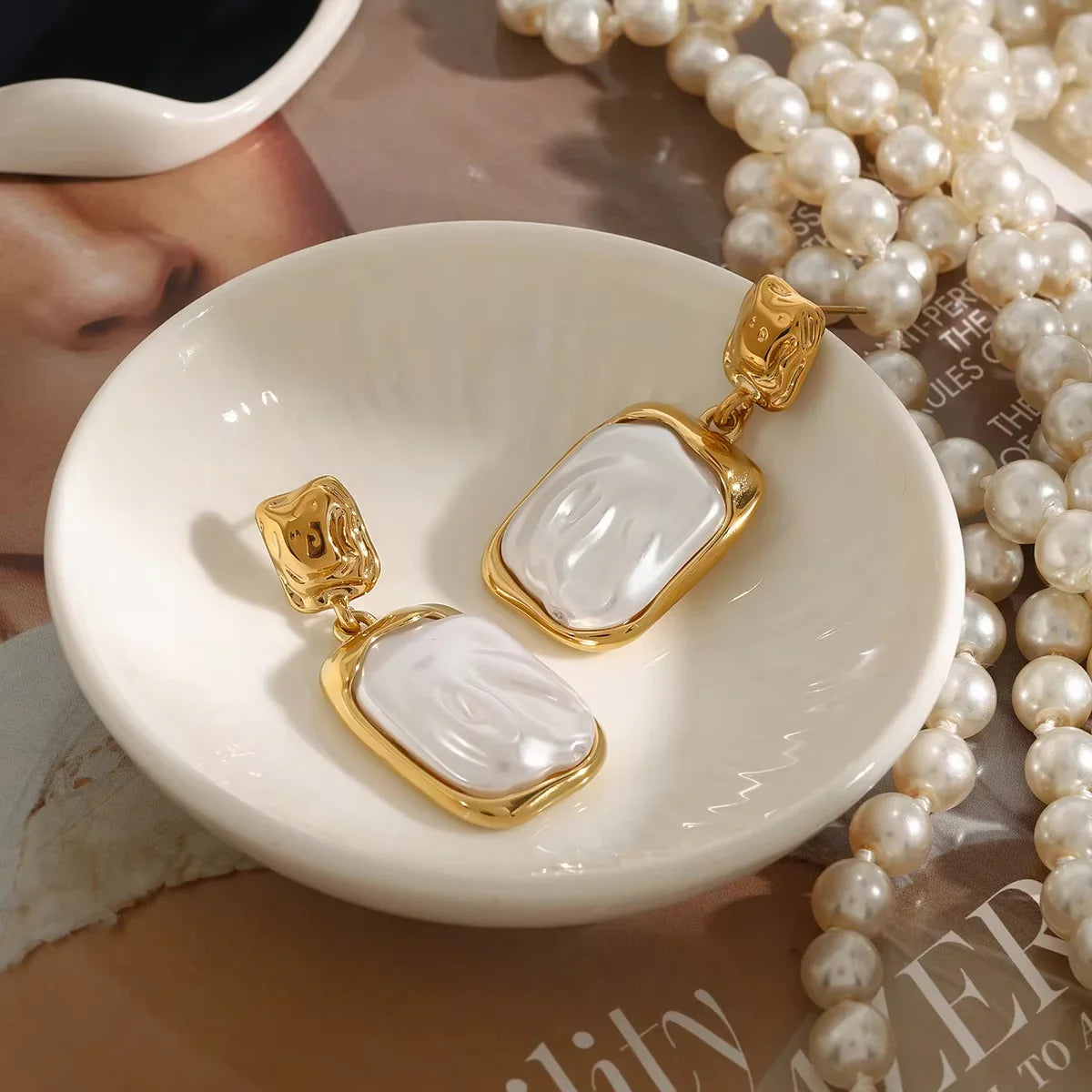 [Echo Fine]Brittany Freshwater Pearl Slate Earrings