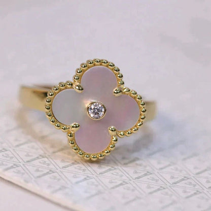 [ECHO ]CLOVER PINK MOP RING GOLD DIAMOND