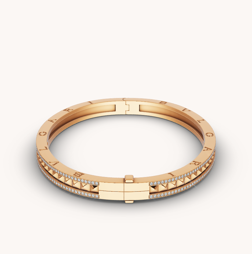 [ECHO ]ZERO 1 SPIRAL AND PAVED DIAMOND GOLD BRACELET