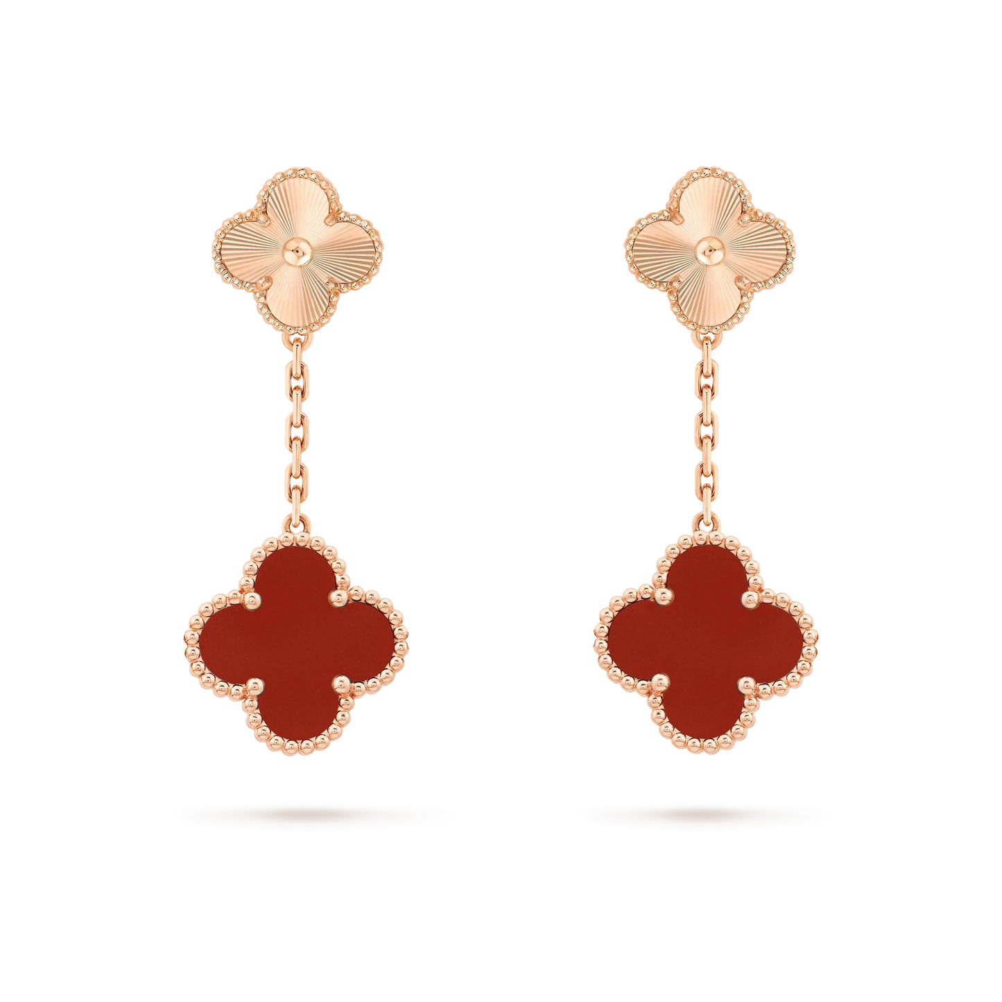 [ECHO ]CLOVER 2 MOTIF  LASER CARNELIAN EARRINGS