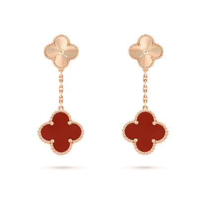 [ECHO ]CLOVER 2 MOTIF  LASER CARNELIAN EARRINGS