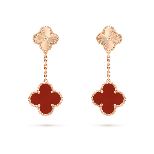 [ECHO ]CLOVER 2 MOTIF  LASER CARNELIAN EARRINGS