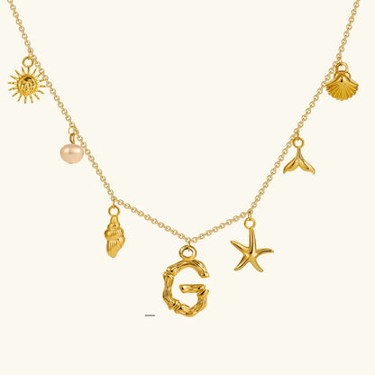 [Echo Fine]Avaria Ocean Initial Necklace