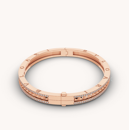 [ECHO ]ZERO 1 SPIRAL AND PAVED DIAMOND PINK GOLD BRACELET