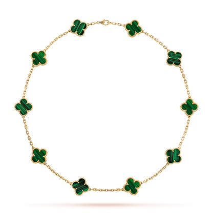 [ECHO ]CLOVER 10 MOTIFS MALACHITE NECKLACE