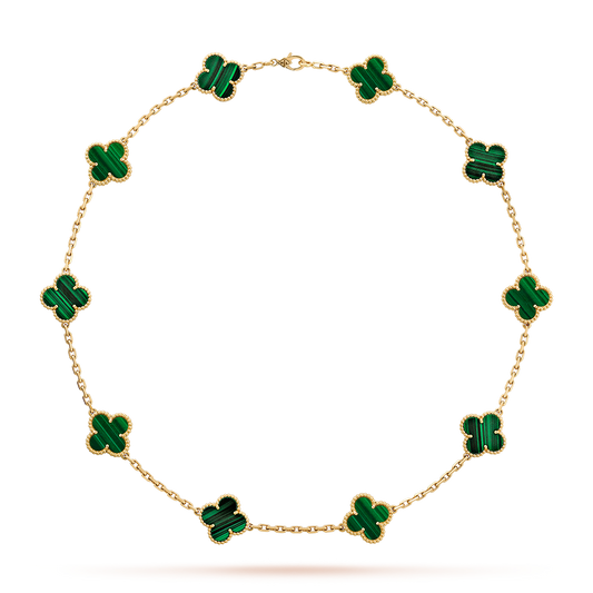 [ECHO ]CLOVER 10 MOTIFS MALACHITE NECKLACE