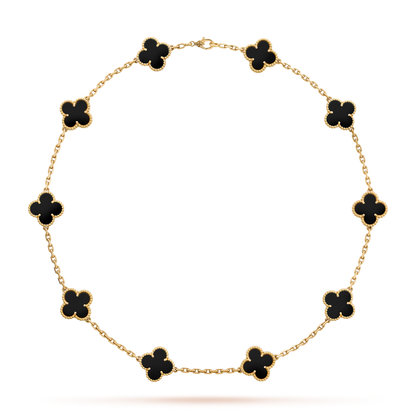 [ECHO ]CLOVER 10 MOTIFS ONYX NECKLACE