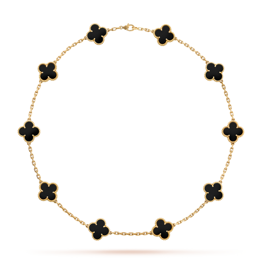 [ECHO ]CLOVER 10 MOTIFS ONYX NECKLACE