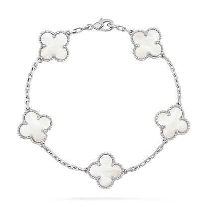 [ECHO ]CLOVER WHITE PEARL MOP 5 MOTIF BRACELET COLLECTION