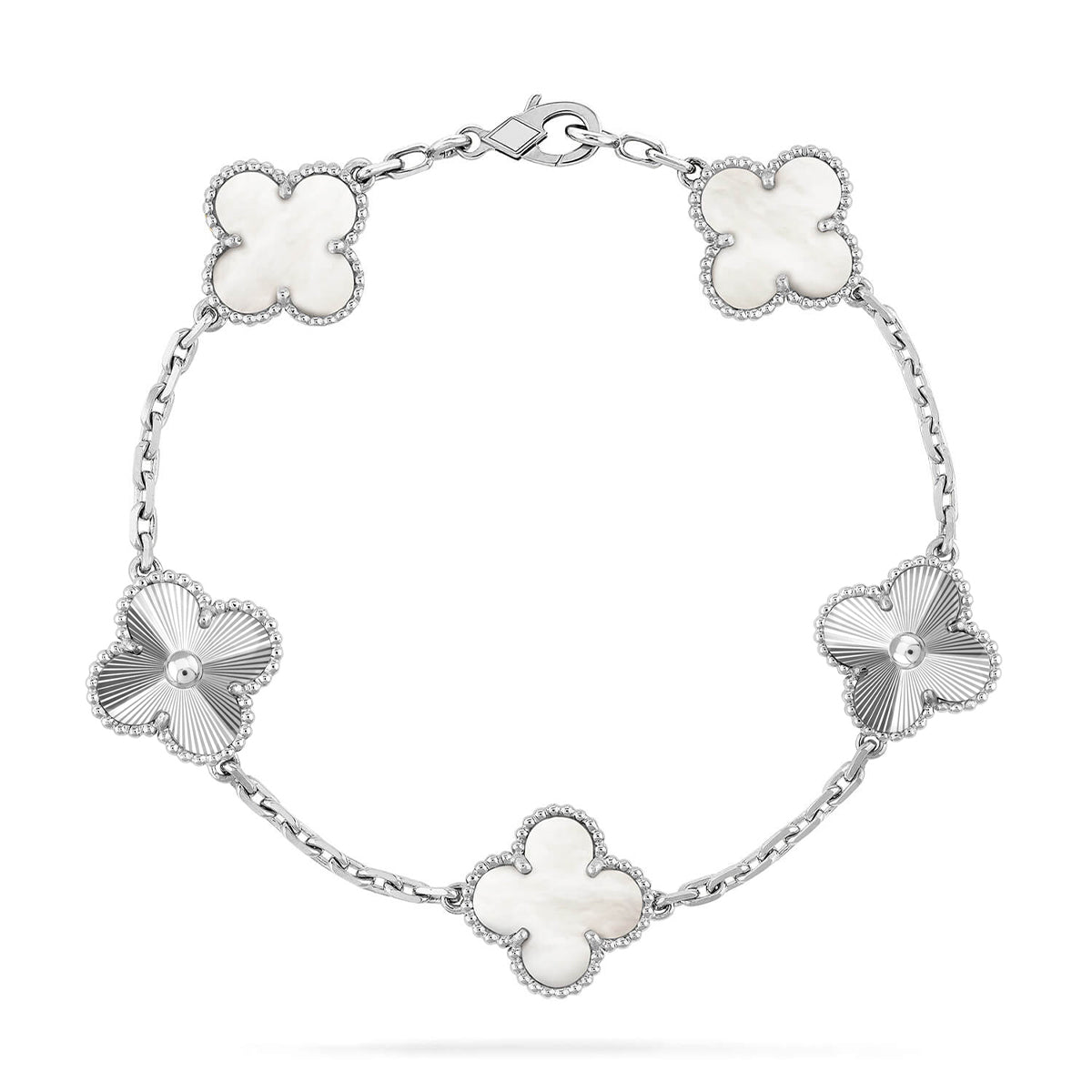[ECHO ]CLOVER WHITE PEARL MOP 5 MOTIF BRACELET COLLECTION