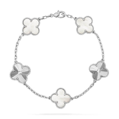 [ECHO ]CLOVER WHITE PEARL MOP 5 MOTIF BRACELET COLLECTION