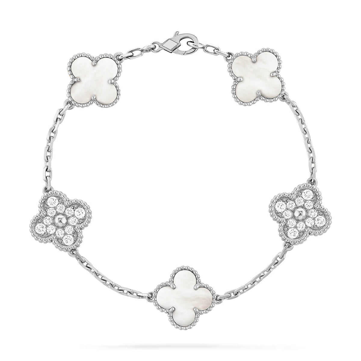 [ECHO ]CLOVER WHITE PEARL MOP 5 MOTIF BRACELET COLLECTION