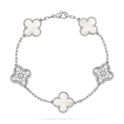 [ECHO ]CLOVER WHITE PEARL MOP 5 MOTIF BRACELET COLLECTION