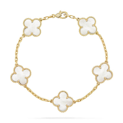 [ECHO ]CLOVER WHITE PEARL MOP 5 MOTIF BRACELET COLLECTION