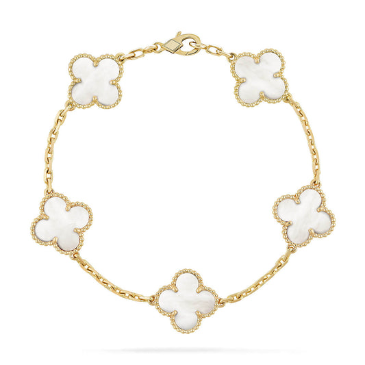[ECHO ]CLOVER WHITE PEARL MOP 5 MOTIF BRACELET COLLECTION