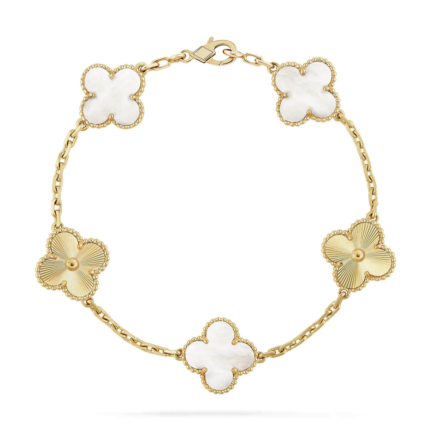 [ECHO ]CLOVER WHITE PEARL MOP 5 MOTIF BRACELET COLLECTION
