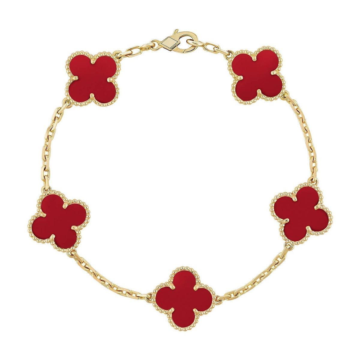 [ECHO ] CLOVER 5 MOTIF RED CORNELIAN BRACELET COLLECTION