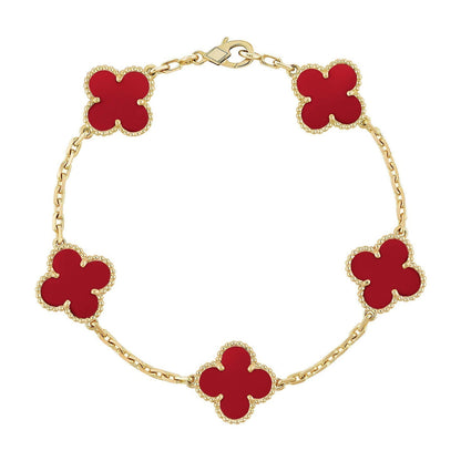 [ECHO ] CLOVER 5 MOTIF RED CORNELIAN BRACELET COLLECTION