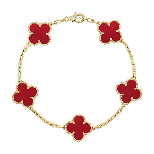 [ECHO ] CLOVER 5 MOTIF RED CORNELIAN BRACELET COLLECTION