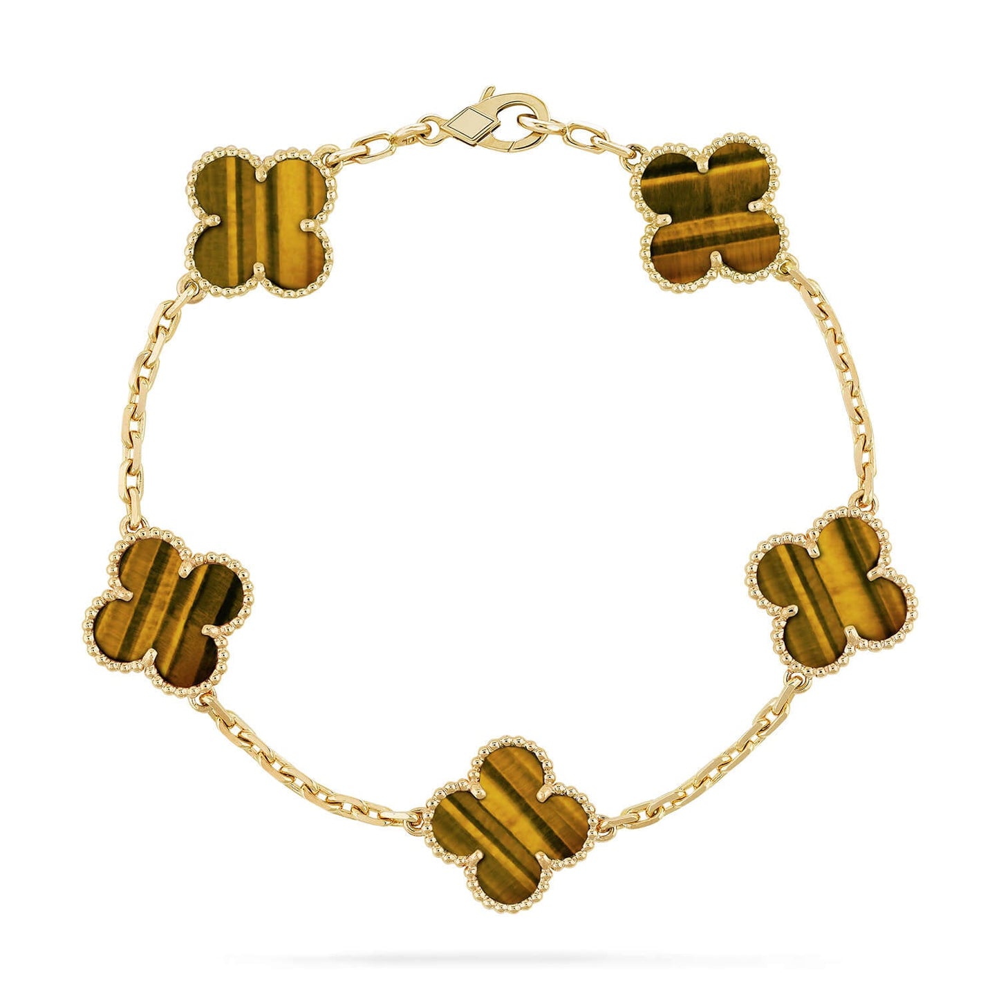 [ECHO ] CLOVER 5 MOTIFS TIGER EYE BRACELET COLLECTION