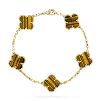 [ECHO ] CLOVER 5 MOTIFS TIGER EYE BRACELET COLLECTION