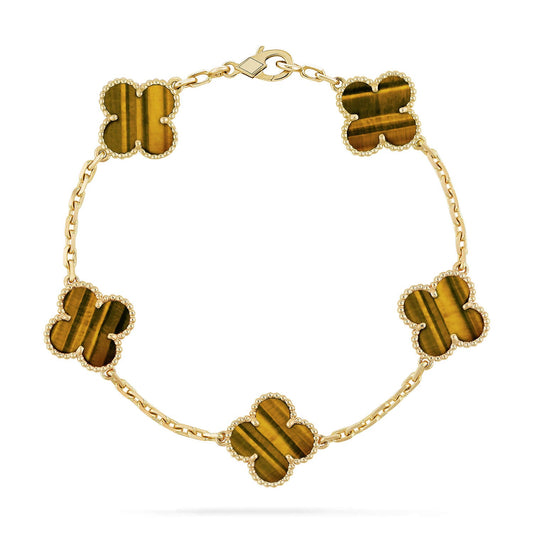[ECHO ] CLOVER 5 MOTIFS TIGER EYE BRACELET COLLECTION