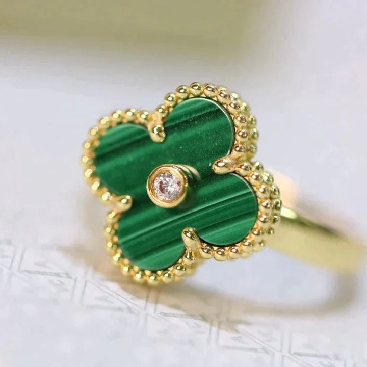 [ECHO ]CLOVER MALACHITE RING GOLD DIAMOND